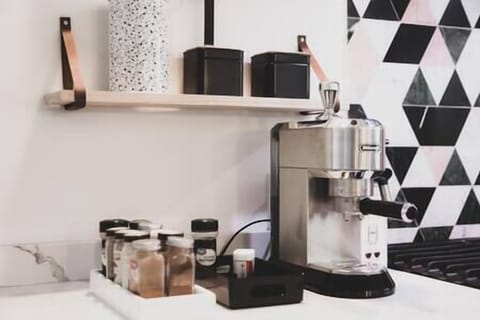 Trendy kitchen is a coffee lover's haven!