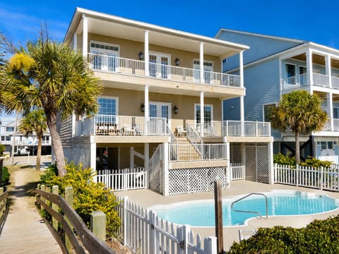 Steps to the sand with private pool and oceanfront porches