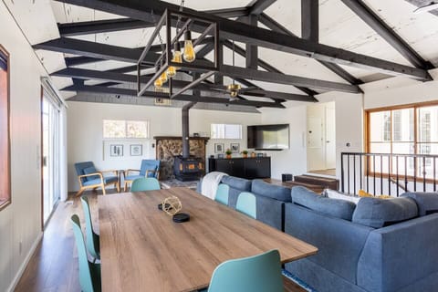 Open living space with dark beams to provide the ultimate lodge vibe.