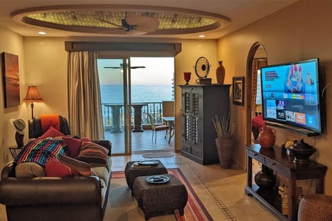 Beautiful view over the resort to the ocean.