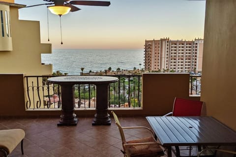Comfortable patio with a beautiful view over the resort to the Sea of Cortez.