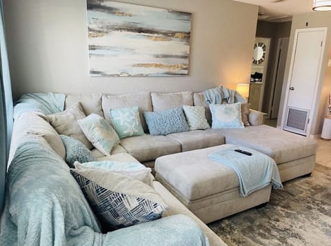 After a day at the beach, relax on the super comfortable sectional.