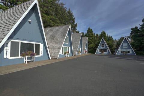 Alpine Chalets- village of 9 vintage Beach A-Frames. Tiki of the Pines is in the far left corner.