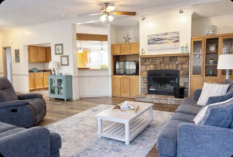 Living Room with wood burning fireplace