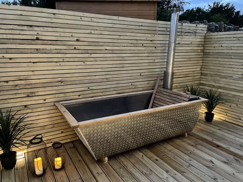 Wood fired hot tub