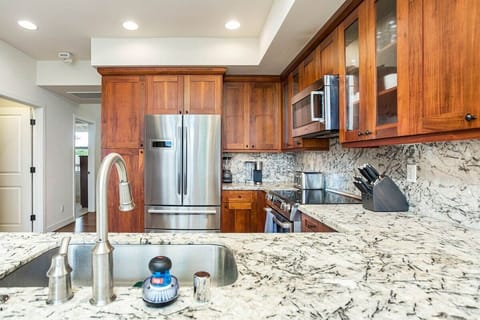 Well appointed kitchen has all the items you will need to create meals.