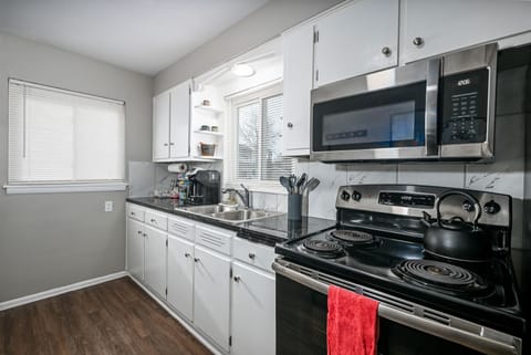 Stocked Kitchen! Utensils, place settings, pots & pans, crock pot, basic spices