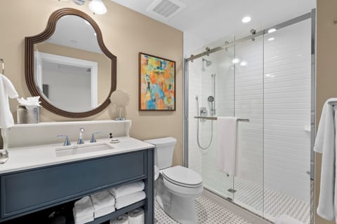 Signature Room, 2 Queen Beds | Bathroom | Shower, hair dryer, towels, soap