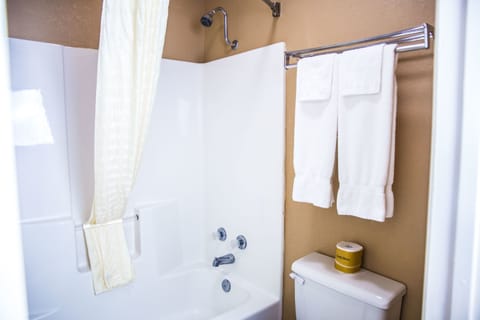 Bathtub, hair dryer, towels