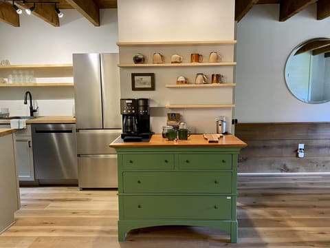 Coffee bar.  Top drawer has a variety of teas for you.  