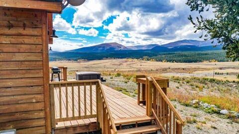 The deck boasts fantastic views across the valley