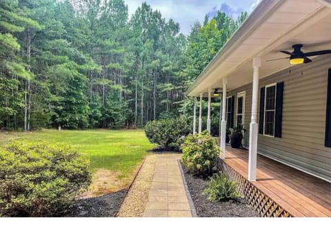 Wooded Front Views, Front Porch, Two {2} Outdoor Ceiling Fans, Outdoor Lights