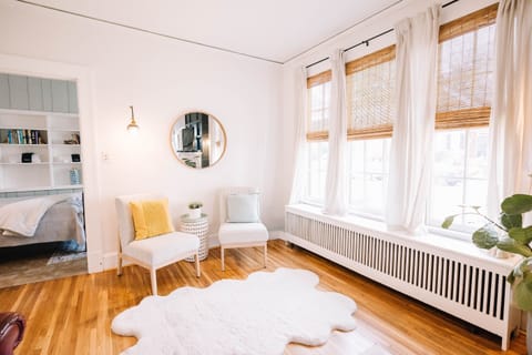 Sip your morning coffee by these sunlit windows 