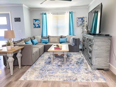Comfortable living room couch to gather. 