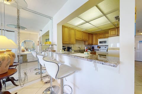 Bar stool seating at the kitchen window