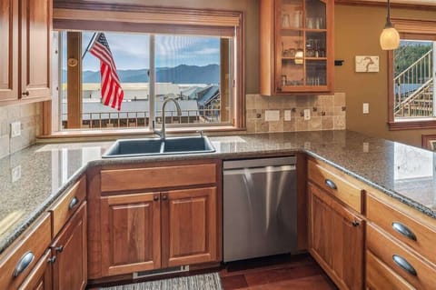 Large kitchen area with plenty of `prep` counter area and new appliances