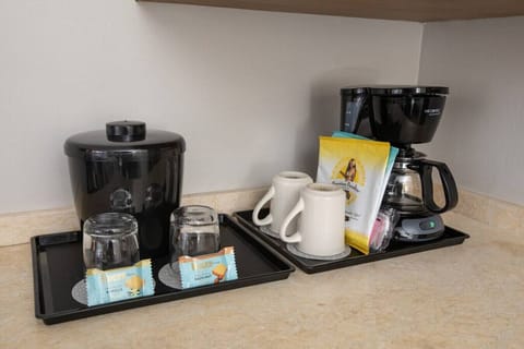 Coffee setup ready for quick brews before exploring.