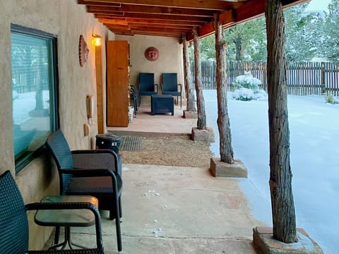 Back porch at the Ranch House during winter.