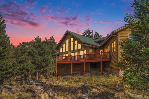 Back deck of the cabin overlooking Estes Park