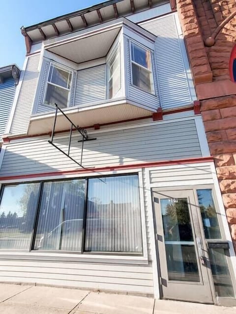 The front of the building