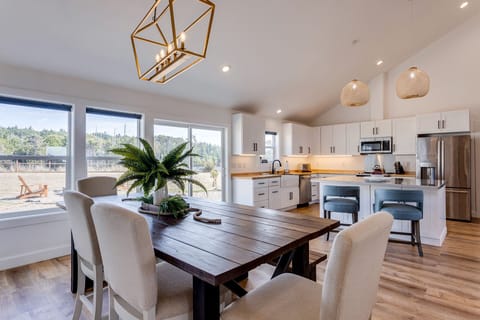 Enjoy the forest from the large windows.