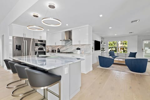 Open plan living areas, modern kitchen