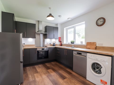 Fridge, dishwasher, electric kettle, toaster