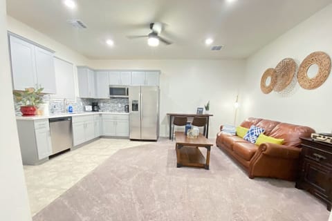 View of living area from the bedroom hallway