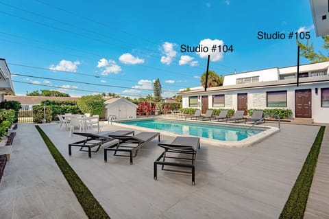 Your studio with a beautiful pool view.