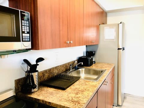 Stainless steel throughout. 2 min video tour link sent after booking includes all open cabinets in order to show kitchen supplies.