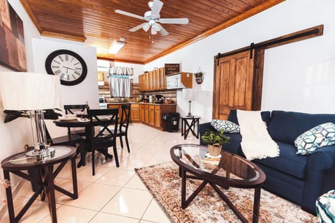Living room, dining room and kitchen so everyone can stay together.