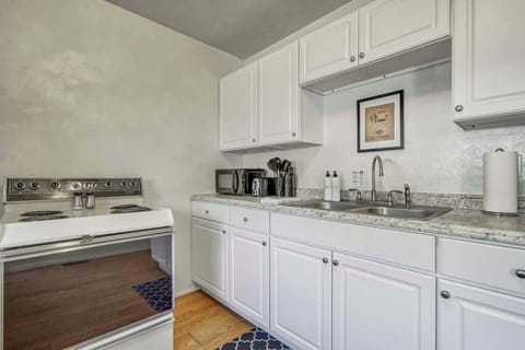 We have a fully equipped kitchen. Along with many other products and appliances, we also offer a refrigerator, microwave, stove, coffee machine, and more!