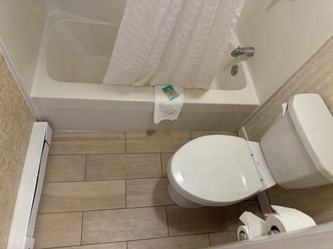 Standard Room, 2 Double Beds | Bathroom | Combined shower/tub, eco-friendly toiletries, hair dryer, towels