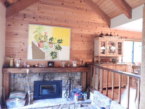 Dining area adjacent to fireplace area
