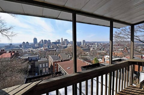 Breathtaking view of downtown cincinnati from the master bed room’s porch.