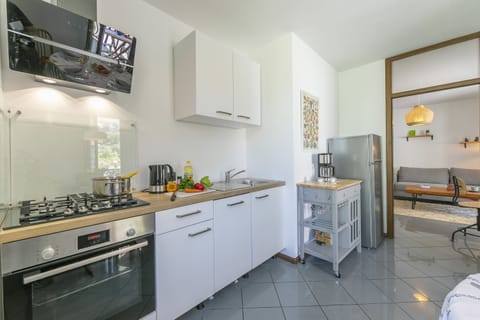 The well equipped kitchen with dishwasher, hob and oven