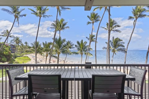 Direct down the beach and ocean views out to three islands. .