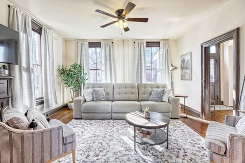 Bright and cozy living room to relax after a fun filled day.