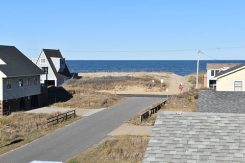 Taken from the top deck. View of the beach access and ocean.