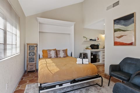 Front view of the Murphy bed in the open/down position.