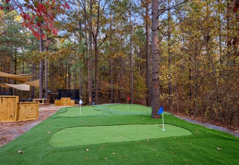This brand-new putt putt green adds a fun twist to the outdoor space, giving everyone a chance to practice their swing, challenge each other, and enjoy a little friendly competition.