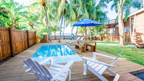 Private beachfront pool deck. 