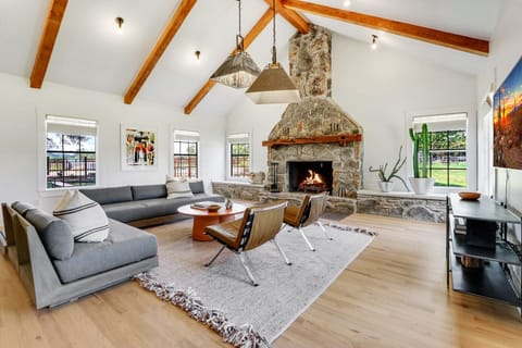 High vaulted ceilings in the living room
