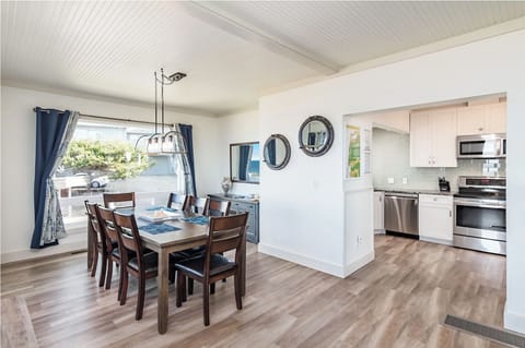 dining room, seating for 10 at table and additional table for the seating to 13