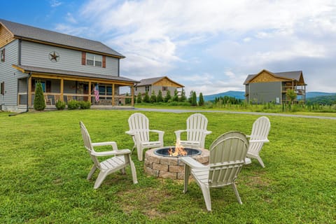 Our firepit is in the front so you can enjoy it with a mountain view!