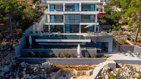 A view of luxury holiday villa Miracul with 6 bedrooms, a private pool, gym, and concierge service on Korcula