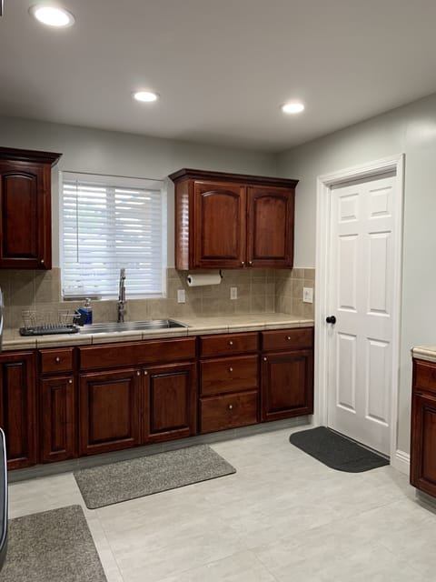 Kitchen area and garage access 