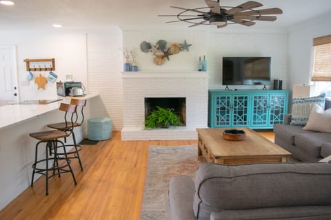 Living Room with fire place for decor only