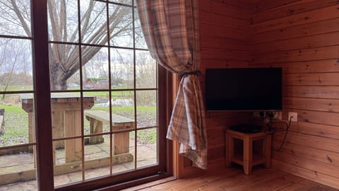 Sliding doors onto back patio with rural views
