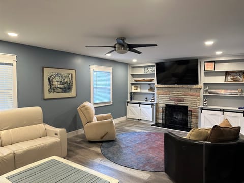 Large family room with electric fireplace